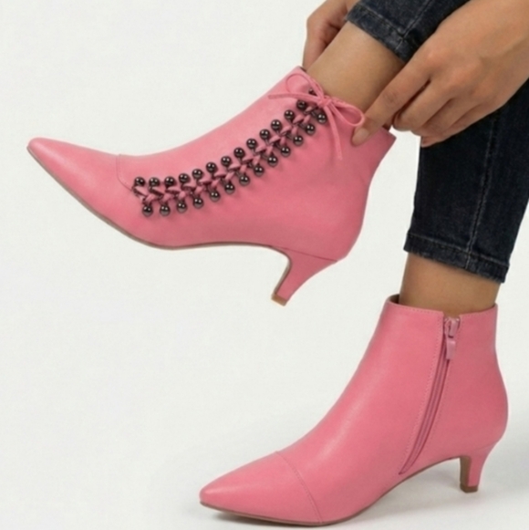 Kurt Geiger Shoes - KURT GEIGER LONDON RITA ANKLE BOOTS PINK LEATHER POINTED TOE NANO HEEL SIZE 6.5